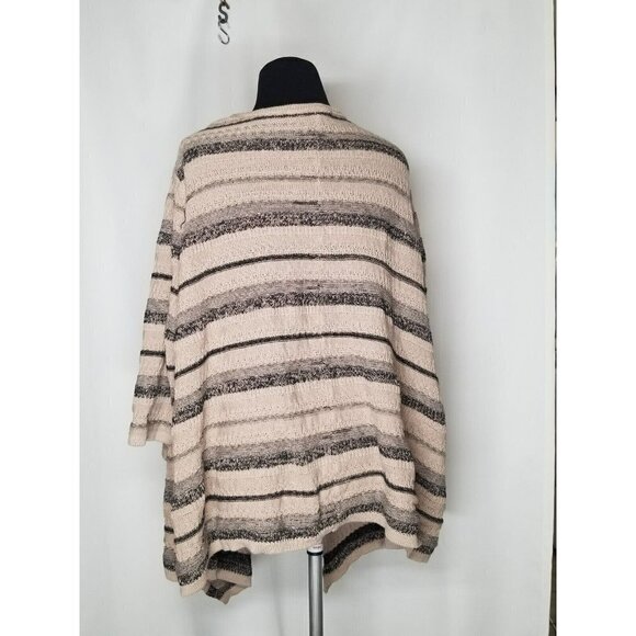 Catherines Size 2X Tan Black Striped Cascade 3/4 Sleeve‎ Open Front Cardigan - Picture 4 of 10